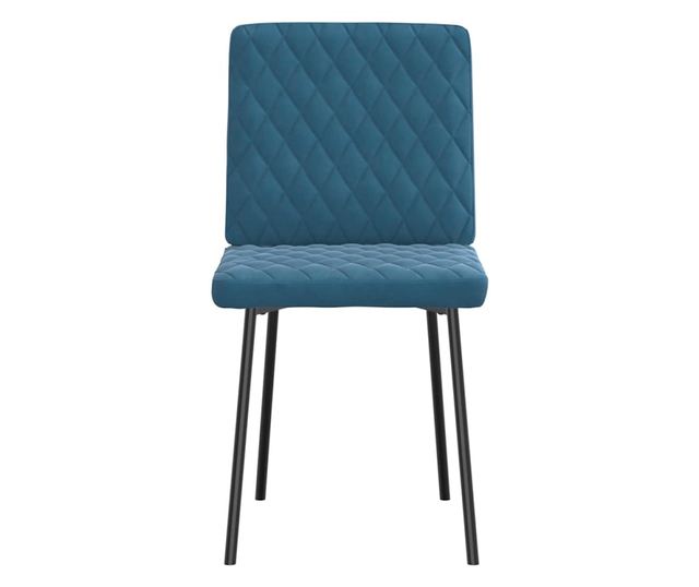 Jedilni stoli, komplet 6, modri, žamet