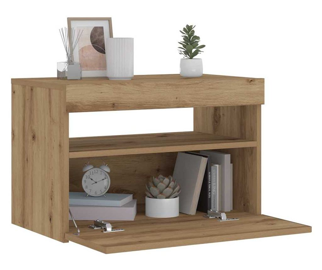 Noćni ormarić s LED svjetlima, Artisan Oak, 60x35x40cm, obrađeno drvo - 2