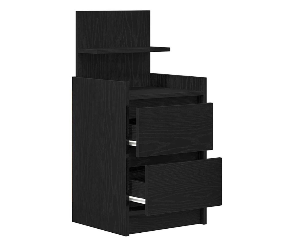 Noćni ormarić s 2 ladice crni 38x34x80 cm - 7