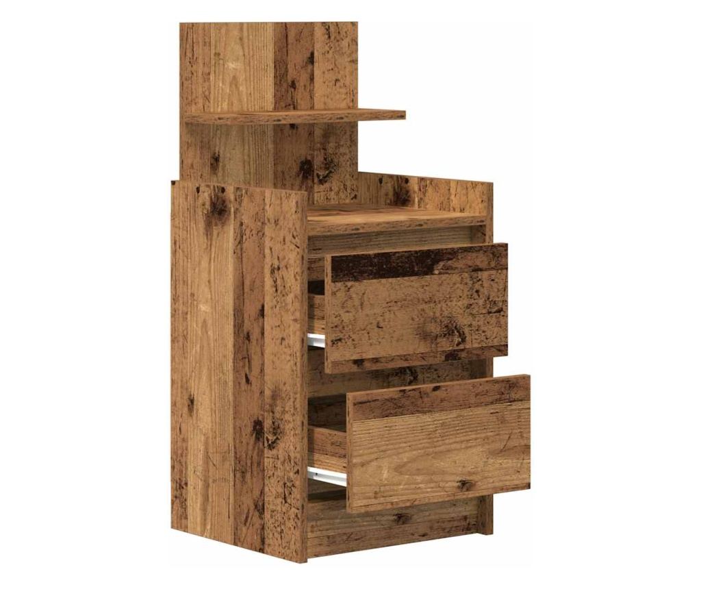 Noćni ormarić s 2 ladice od starog drva 38x34x80 cm - 5