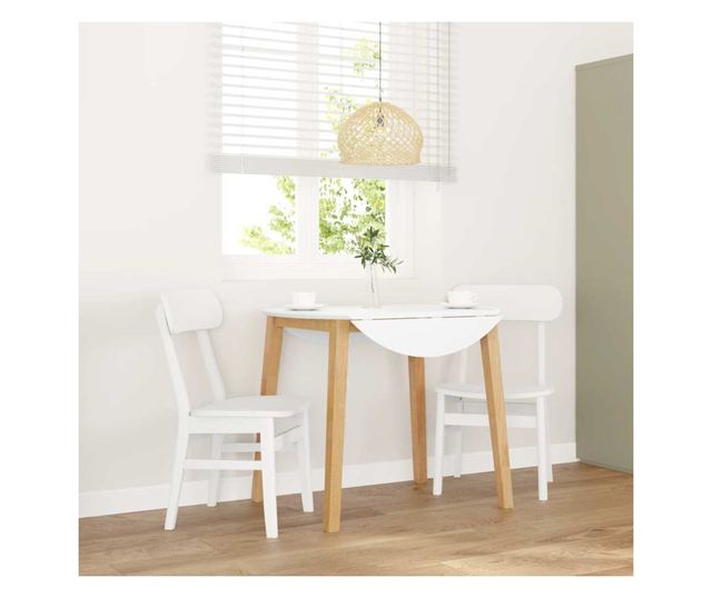 Jedilni stoli 2 kosa masiven kavčukovec bel