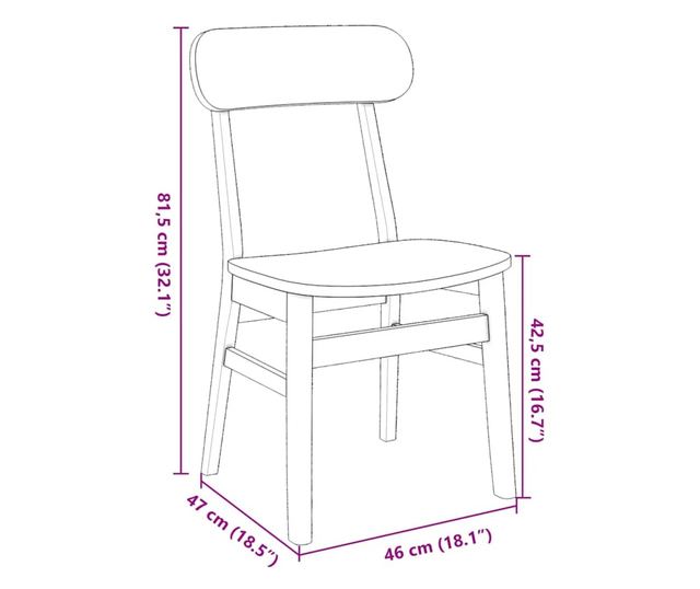 Jedilni stoli 2 kosa masiven kavčukovec bel