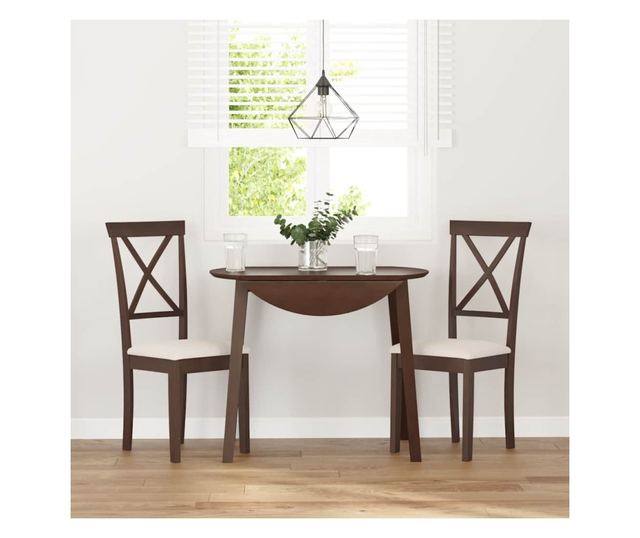 Jedilni stoli z blazinami, 2 kosa, masiven kavčukovec, rjava