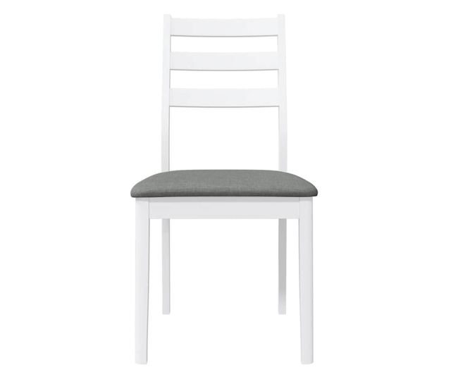 Jedilni stoli z blazinami, 2 kosa, masiven kavčukovec, bela