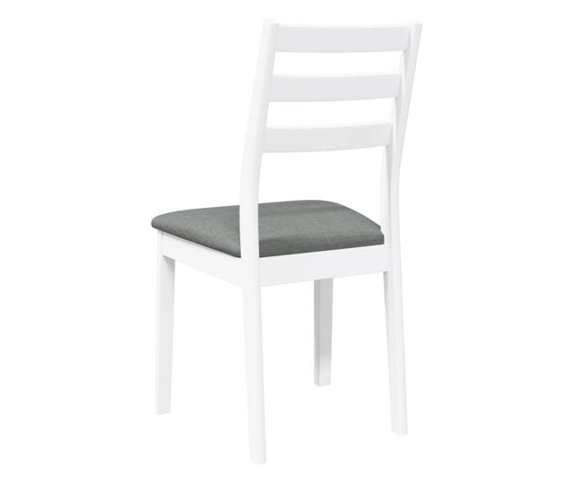 Jedilni stoli z blazinami, 2 kosa, masiven kavčukovec, bela