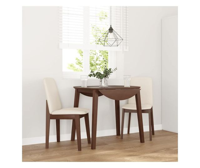 Jedilni stoli z blazinami, 2 kosa, masiven les kavčukovca, rjava