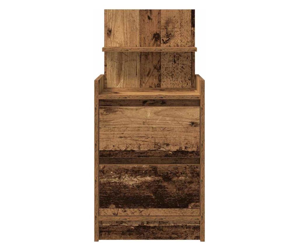 Noćni ormarić s 2 ladice od starog drva 38x34x80 cm - 6