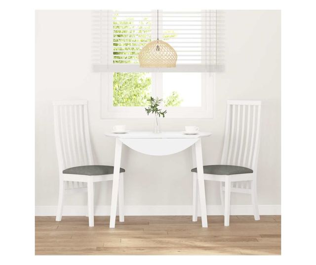 Jedilni stoli z blazinami, 2 kosa, masiven les kavčukovca, bela