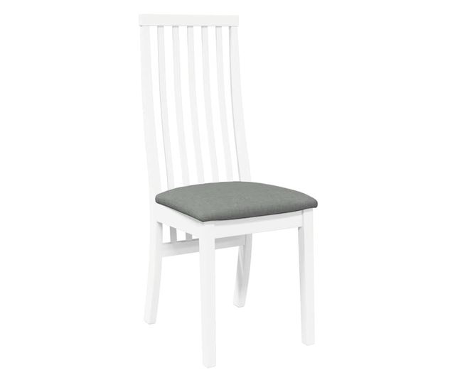 Jedilni stoli z blazinami, 2 kosa, masiven les kavčukovca, bela