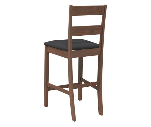 Barski stoli z blazinami, 2 kosa, masiven kavčukovec, rjava