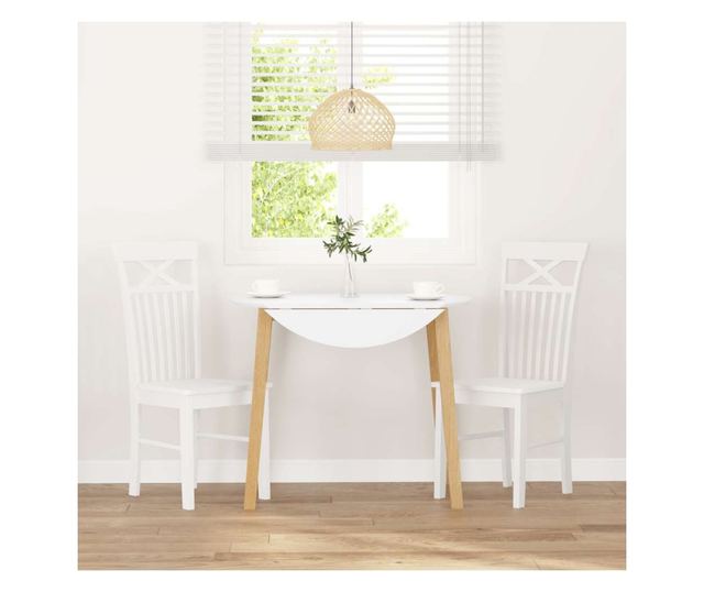 Jedilni stoli 2 kosa masiven kavčukovec bel