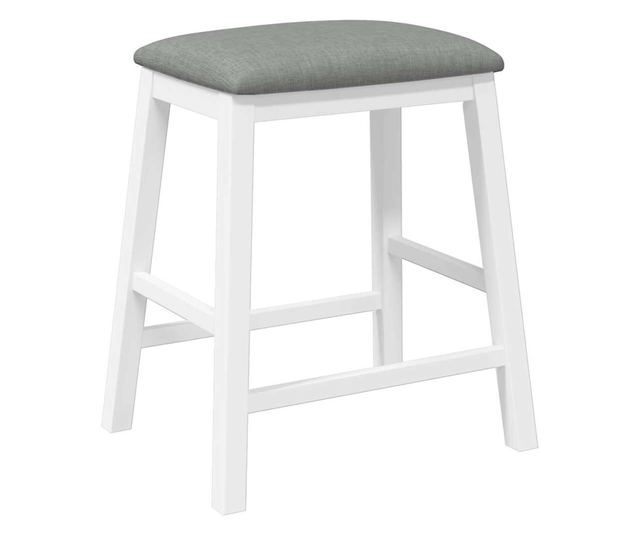 Barski stoli z blazinami 2 kosa masiven kavčukovec bel