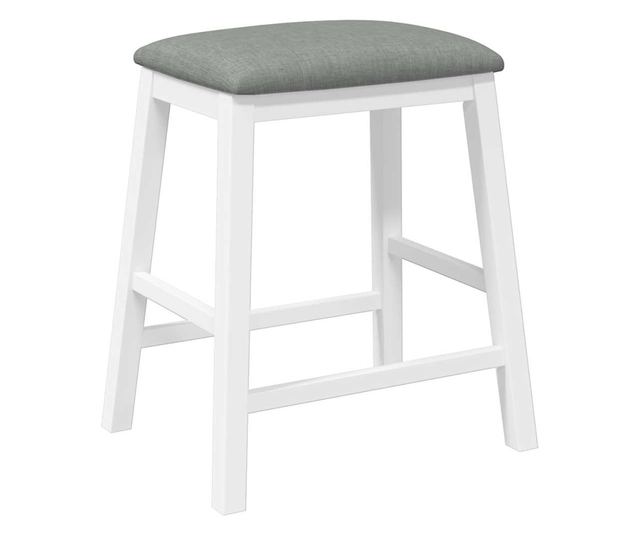 Barski stoli z blazinami 2 kosa masiven kavčukovec bel