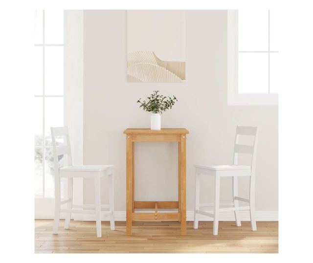 Barski stoli 2 kosa masiven bel kavčuk