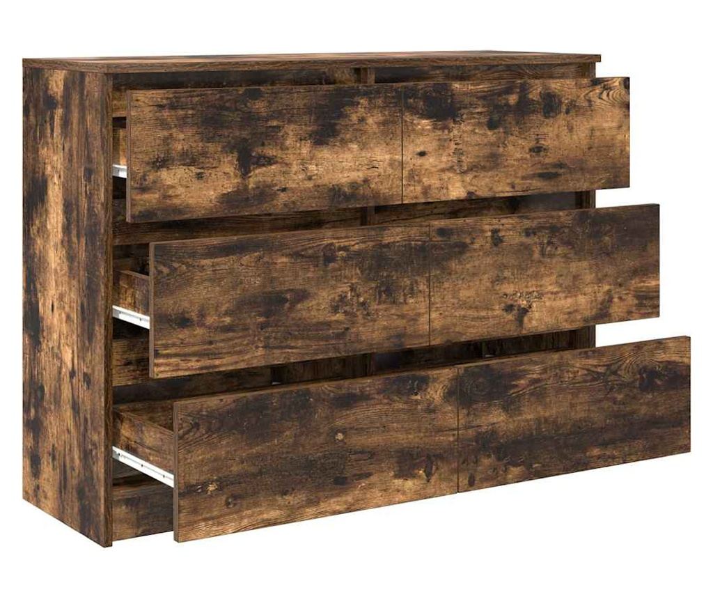 Сайдборд, опушен дъб, 100x35x76 см, инженерно дърво - 5