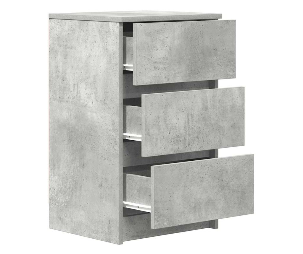 Noćni ormarić s 3 ladice betonsko sivi 39x35x65 cm - 5