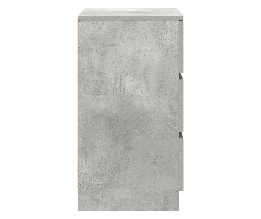 Noćni ormarić s 3 ladice betonsko sivi 39x35x65 cm - 7