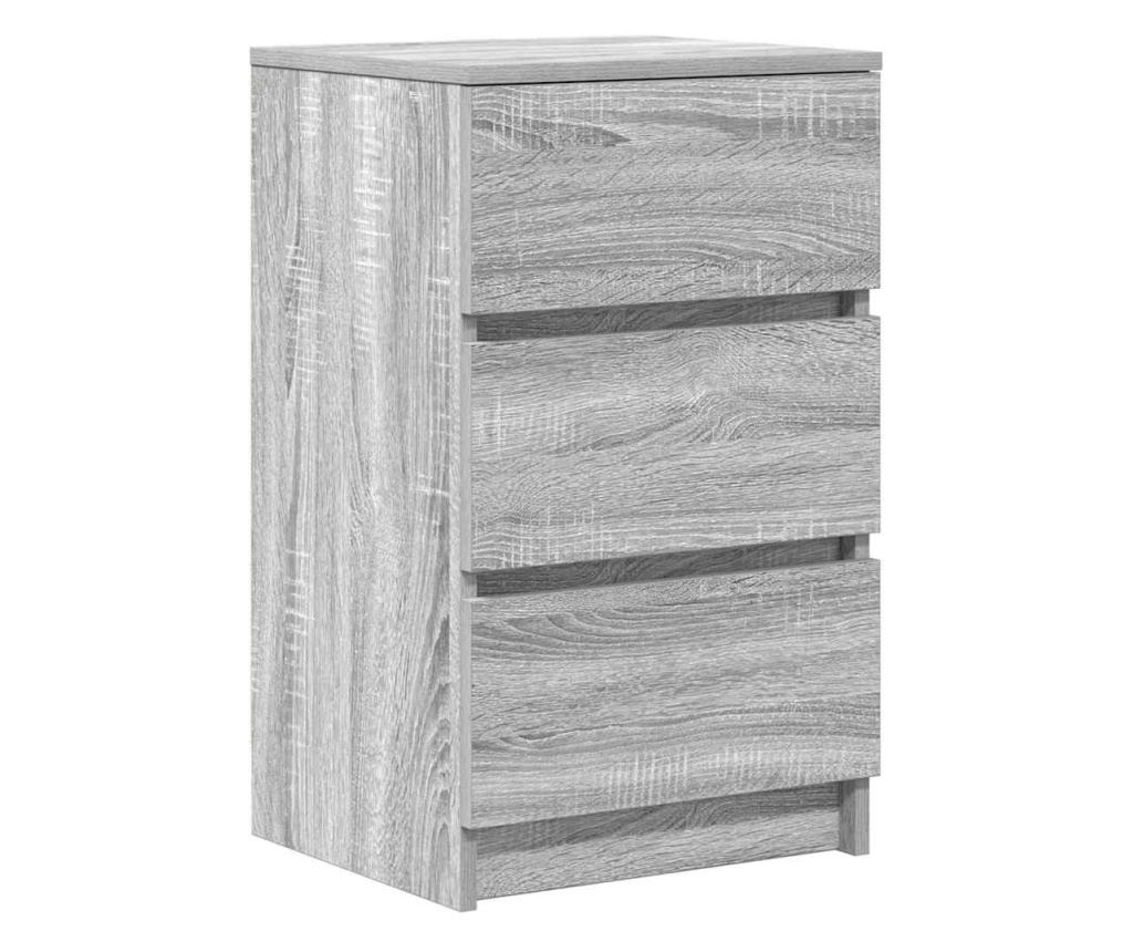 Noćni ormarić s 3 ladice 2 kom Sonoma siva 39x35x65 cm - 5