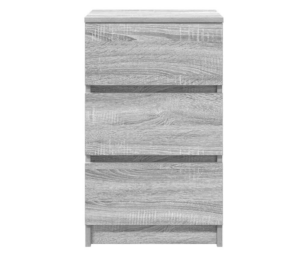 Noćni ormarić s 3 ladice 2 kom Sonoma siva 39x35x65 cm - 7