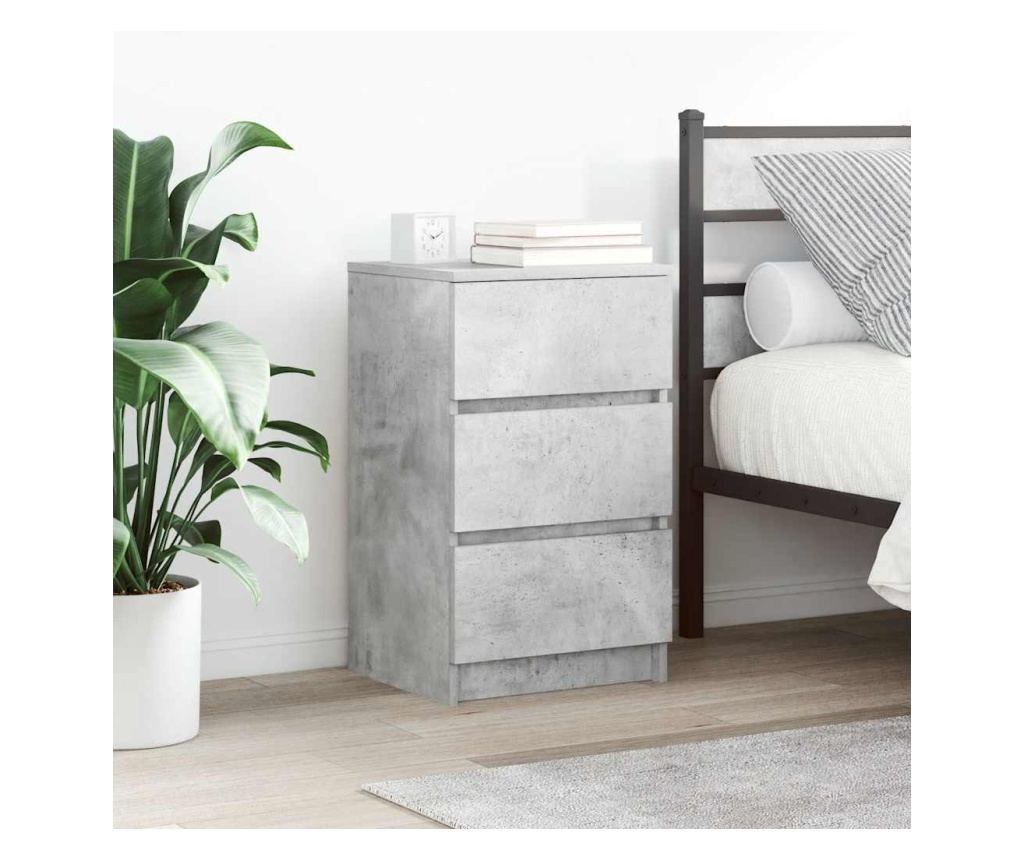Noćni ormarić s 3 ladice betonsko sivi 39x35x65 cm - 2