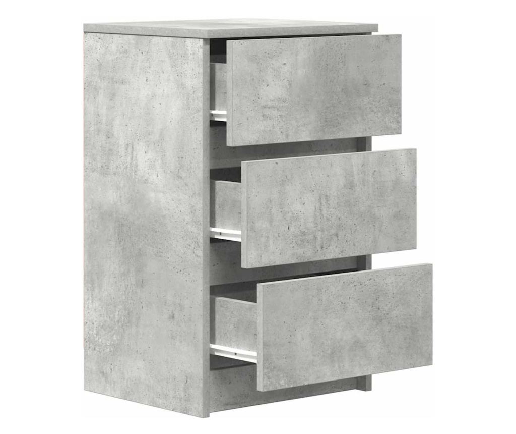 Нощни шкафчета с 3 чекмеджета, 2 бр, бетонно сив, 39x35x65 см - 6