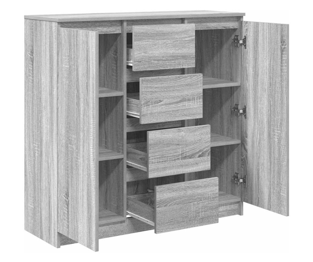 Бюфет с чекмеджета, сив сонома 100,5x35x98,5 см инженерно дърво - 5