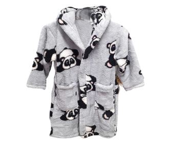 Детски халат с качулка Kotonia Home, cocolino, 3-4 години, сив с шарка на мече