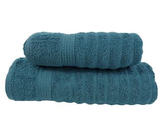 Комплект от 2 хавлиени кърпи, 100% памук, плътност 480 гр/м2, 50x100 см + 70x140 см, Minos, Петрол