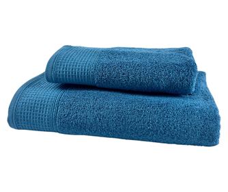 Set 2 prosoape absorbante si rezistente la decolorare, 100% Bumbac, densitate 480 gsm, 50x100cm + 70x140 cm, Nicodemus, Petrol