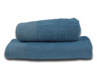 Set 2 prosoape absorbante si rezistente la decolorare, 100% Bumbac, densitate 480 gsm, 50x100cm + 70x140 cm, Nicodemus, Ice Blue