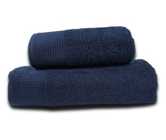 Set 2 prosoape absorbante si rezistente la decolorare, 100% Bumbac, densitate 480 gsm, 50x100cm + 70x140 cm, Nicodemus, Navy