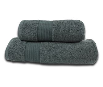 Комплект от 2 абсорбиращи хавлии, устойчиви на избледняване, 100% памук, 480 gsm, 50x100cm + 70x140 cm, Hermagoras, Антрацит