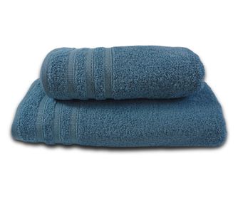 Set 2 prosoape absorbante si rezistente la decolorare, 100% Bumbac, densitate 580 gsm, 50x100cm + 70x140 cm, Lamia, Ice Blue
