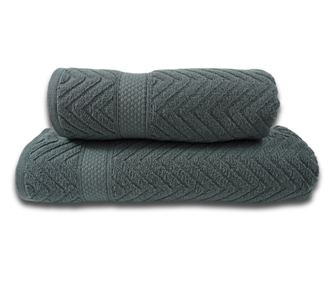 Комплект от 2 хавлии, 100% памук Жаккард, плътност 480 g/m², 50x100 см + 70x140 см, Thalassa, антрацит
