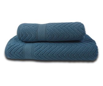 Set 2 prosoape absorbante si rezistente la decolorare, 100% Bumbac Jacquard, densitate 480 gsm, 50x100cm + 70x140 cm, Thalassa,