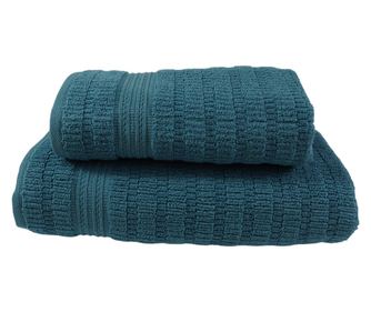 Set 2 prosoape absorbante si rezistente la decolorare, 100% Bumbac Jacquard, densitate 530 gsm, 50x100cm + 70x140 cm, Phrixus, P