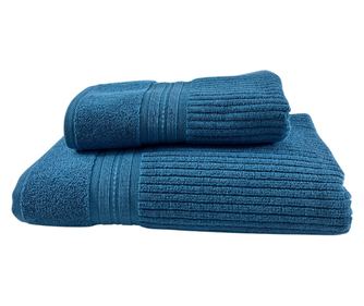 Set 2 prosoape absorbante si rezistente la decolorare, 100% Bumbac Jacquard, densitate 520 gsm, 50x100cm + 70x140 cm, Erasmos, P