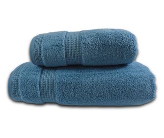 Set 2 prosoape absorbante si rezistente la decolorare, 100% MicroBumbac, densitate 580 gsm, 50x100cm + 70x140 cm, Heroidias, Blu
