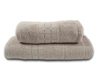 Комплект от 2 хавлиени кърпи, 100% памук Жаккард, плътност 450 г/м2, 50x100 см + 70x140 см, Notus, Бежово