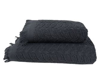 Set 2 prosoape absorbante si rezistente la decolorare, 100% Bumbac Jacquard, densitate 430 gsm, 50x100cm + 70x140 cm, Ireneus, A