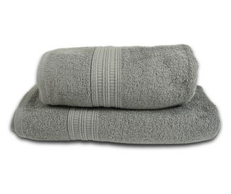 Set 2 prosoape absorbante si rezistente la decolorare, 100% Bumbac, densitate 520 gsm, 50x100cm + 70x140 cm, Glaucia, Grey