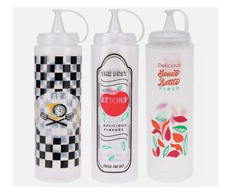 Комплект от 3 диспенсъра за сос Excellent Houseware, пластмасови, 700 ml, многоцветни