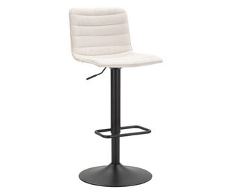 Scaun de bar cu ridicare înălțime alb cm 43x49,5x85,5-107 (șezut cm 61-82,5) set 2 buc.