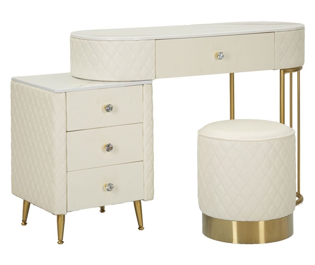 Toaletni stolić Sharon bijeli s tabureom cm 120x40x75 (veličina taburea ø36x39)