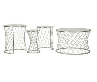 Kavna mizica Noah srebrna 70 cm (4 kosi)