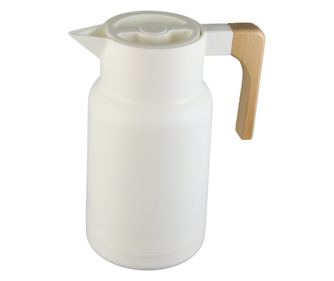 Cana termos Excellent Houseware, plastic/lemn, 1 l, alb