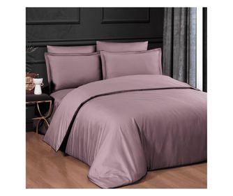 Спално бельо за двойно легло, Story Home, 100% памук сатен, 300 TC, за 2 души, 6 части, Stockholm Berry