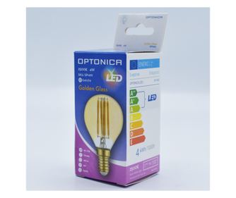 Bec led sferic Vintage filament 4W (27W), E14, G45, 400lm, lumina calda (2500K), auriu, Optonica