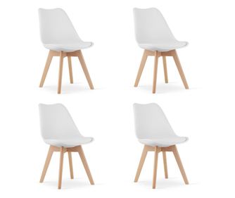 Set 4 Scaune Bucatarie/Dining Viko Alb Sezut Piele Ecologica