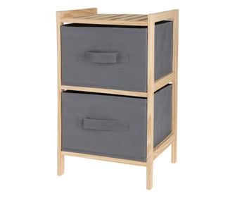 Raft cu 2 nivele Excellent Houseware, lemn/textil, 27x25x46 cm, maro/gri